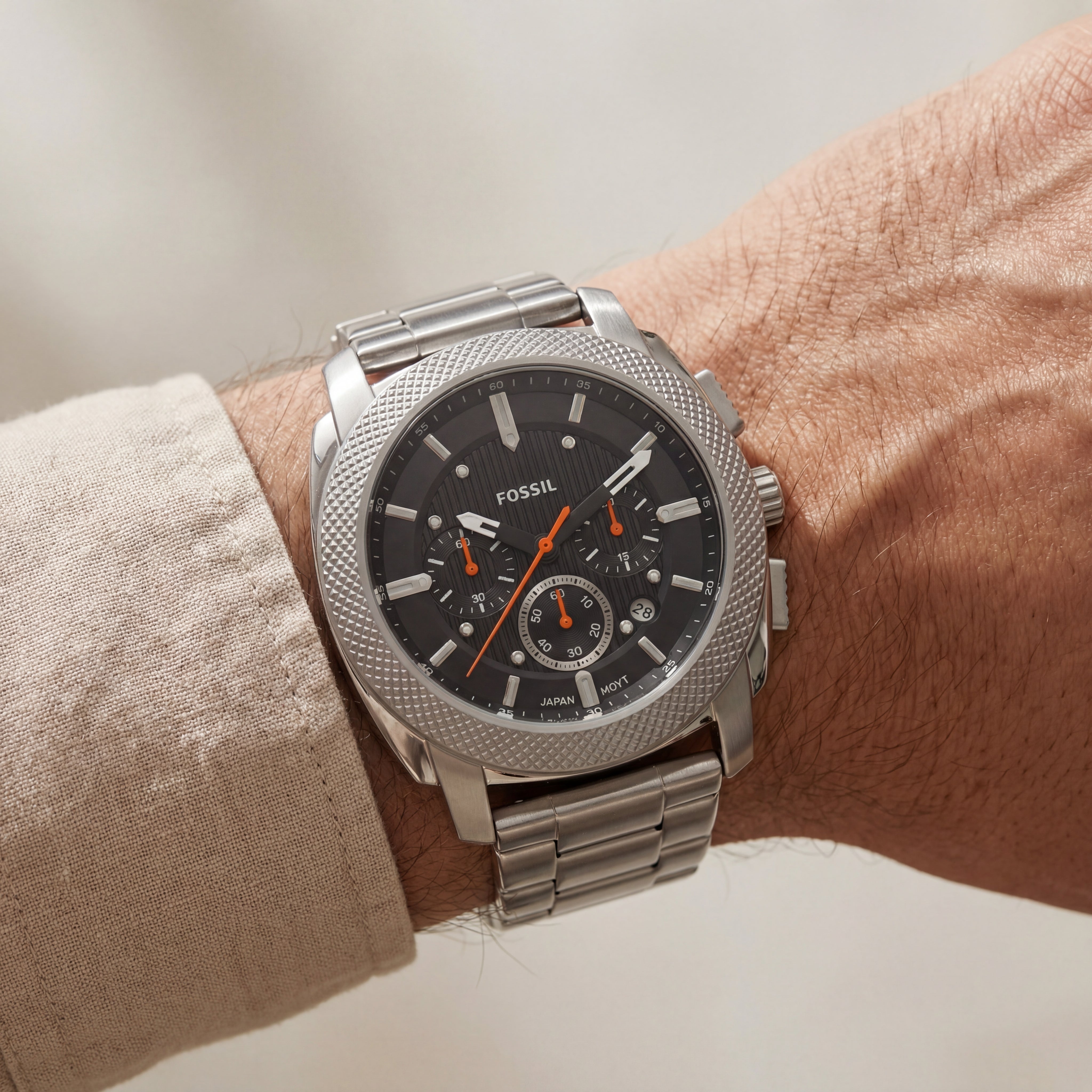 Silver Chronograph Men’s Watch with Stainless Steel Bracelet