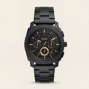 All-Black Chronograph Men’s Watch with Gold Accents