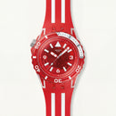 Red Transparent Dive-Style Men’s Watch with Sport Silicone Strap