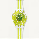 Neon Green Transparent Dive-Style Men’s Watch with White Sport Strap