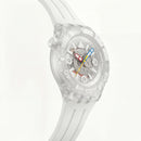 White Transparent Skeleton Dive-Style Men’s Watch with Multicolor Hands