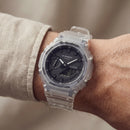 Transparent Ice-Clear Tactical Men’s Watch with Black Digital-Analog Dial