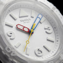 White Transparent Skeleton Dive-Style Men’s Watch with Multicolor Hands