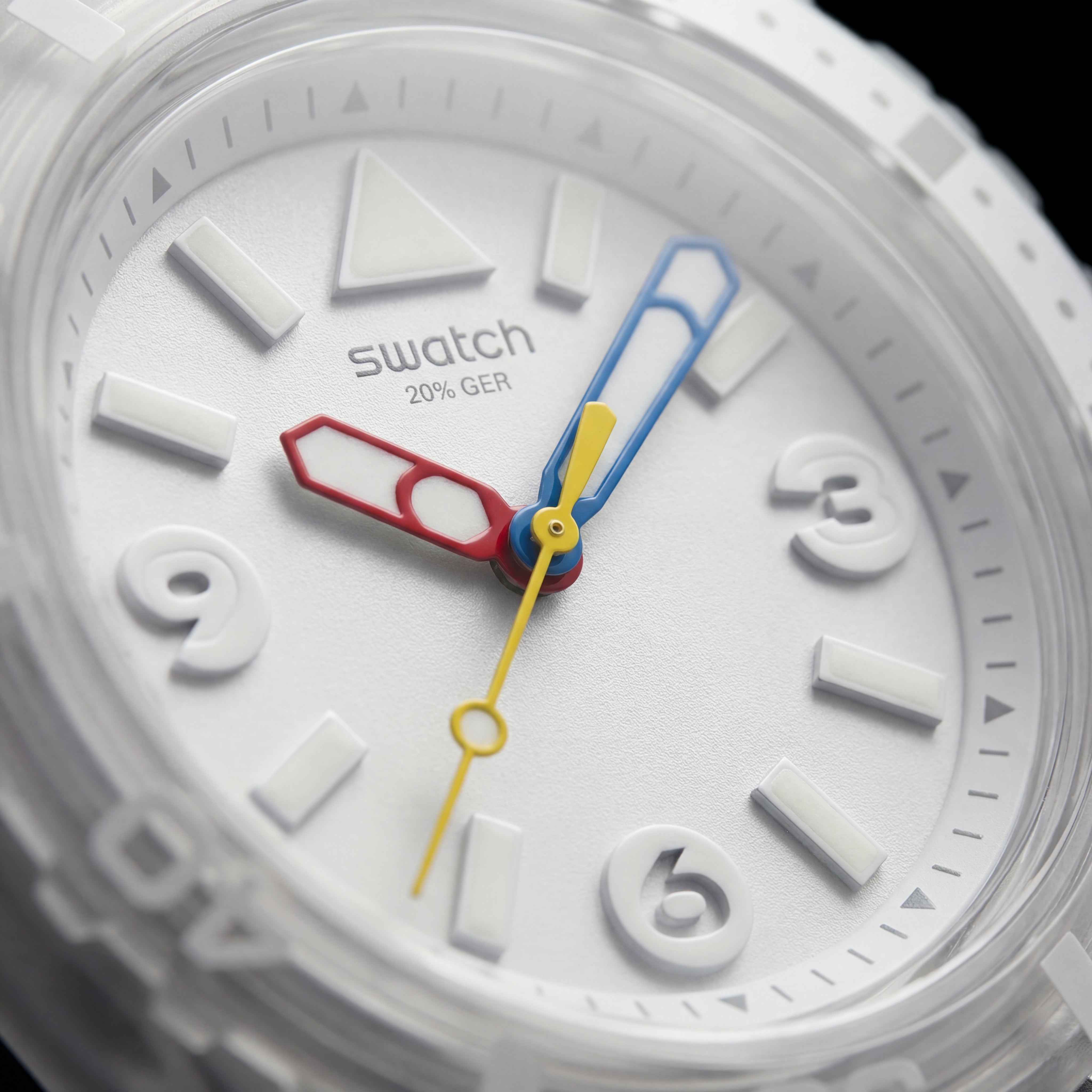 White Transparent Skeleton Dive-Style Men’s Watch with Multicolor Hands