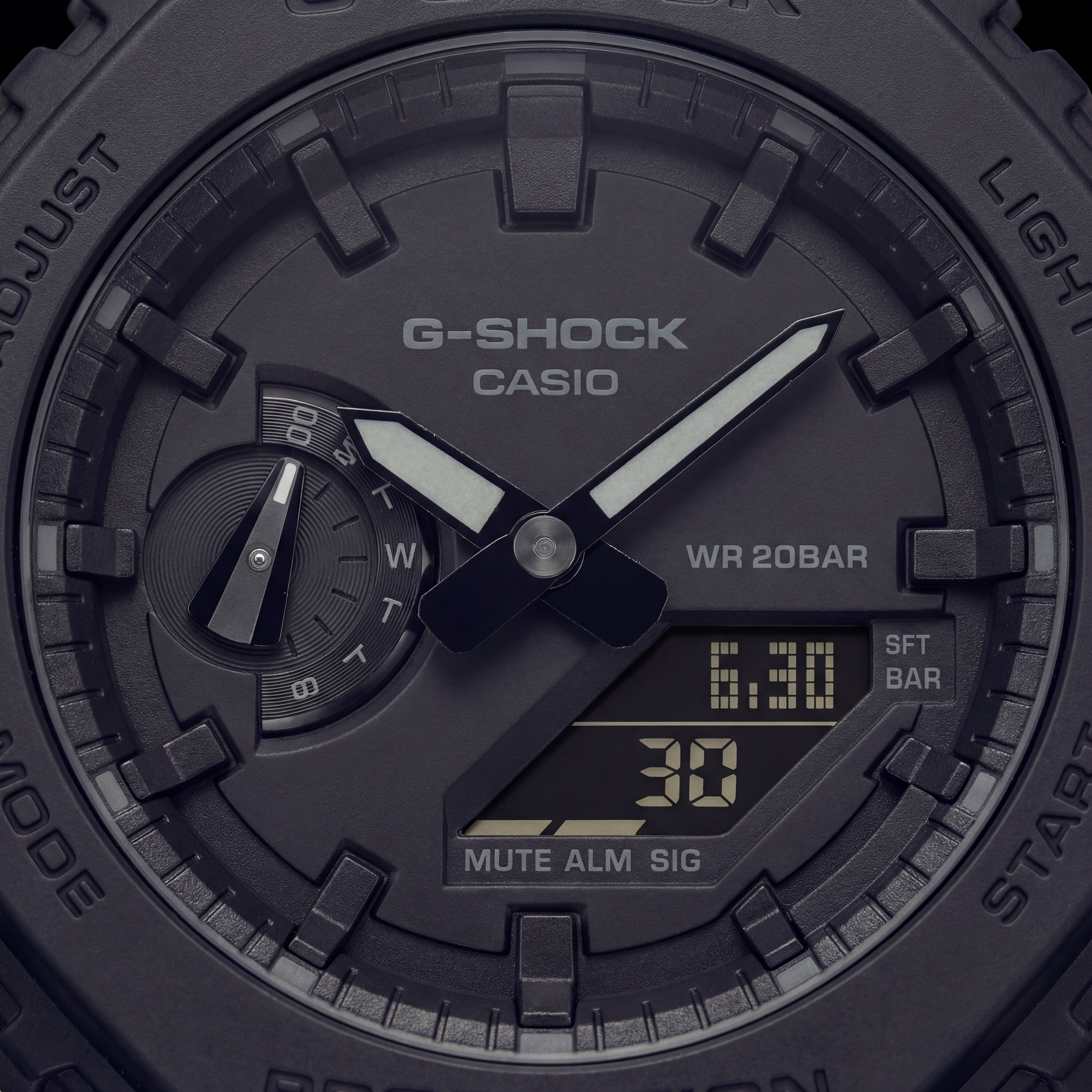 All-Black Stealth Tactical Men’s Watch with Digital-Analog Display