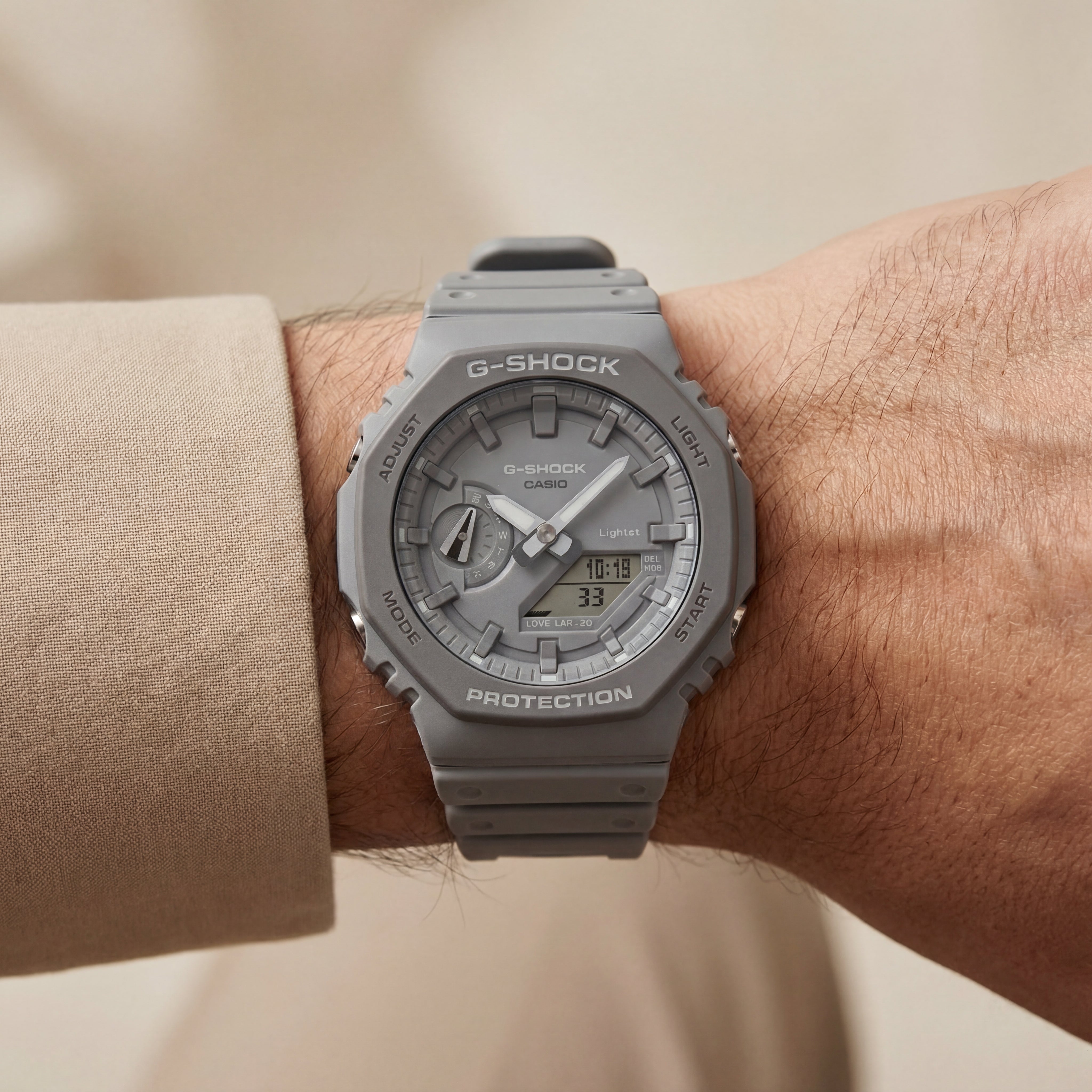 Matte Grey Shock-Resistant Analog-Digital Men’s Watch with Minimal Sport Finish