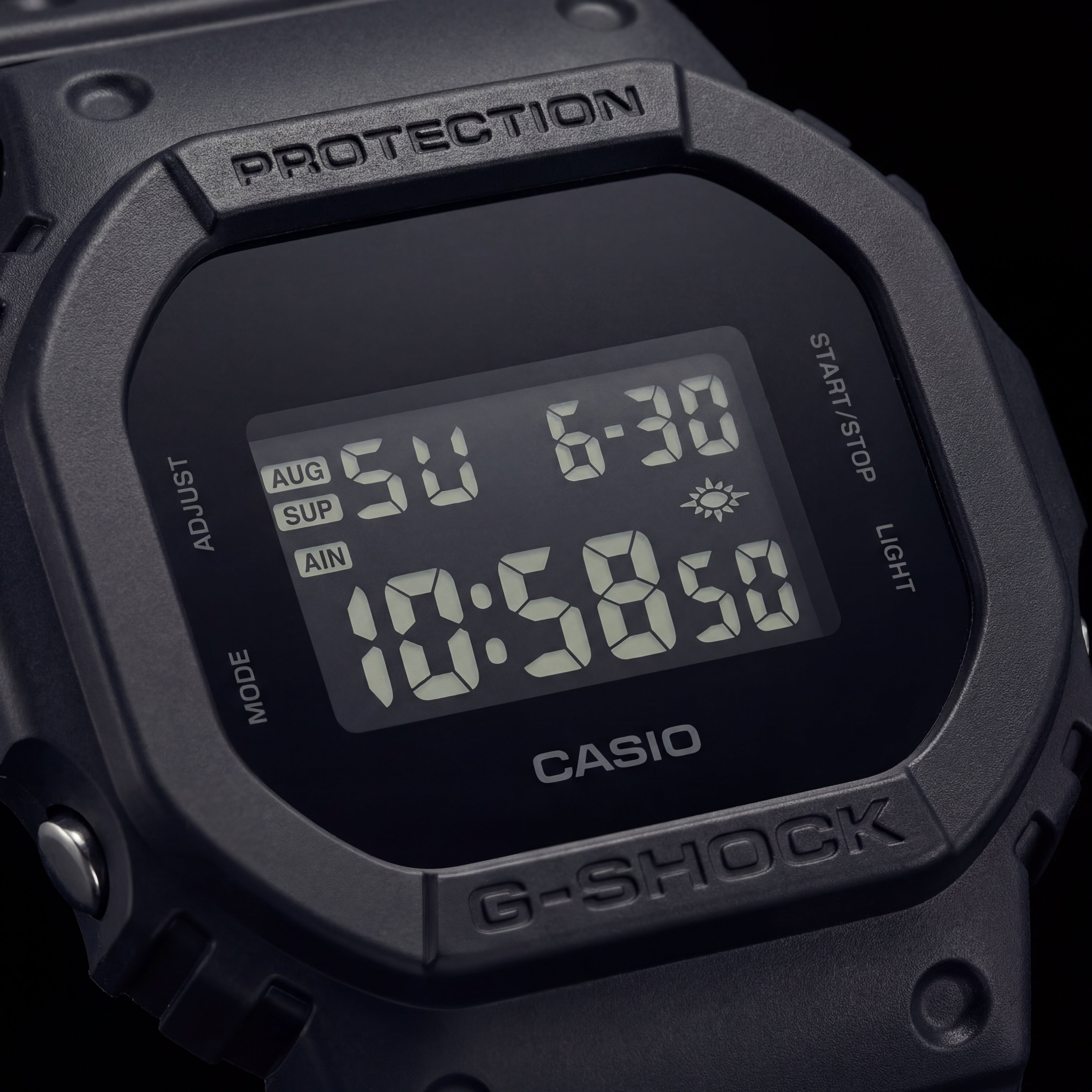 Classic All-Black Digital Men’s Watch with Shock-Resistant Square Case