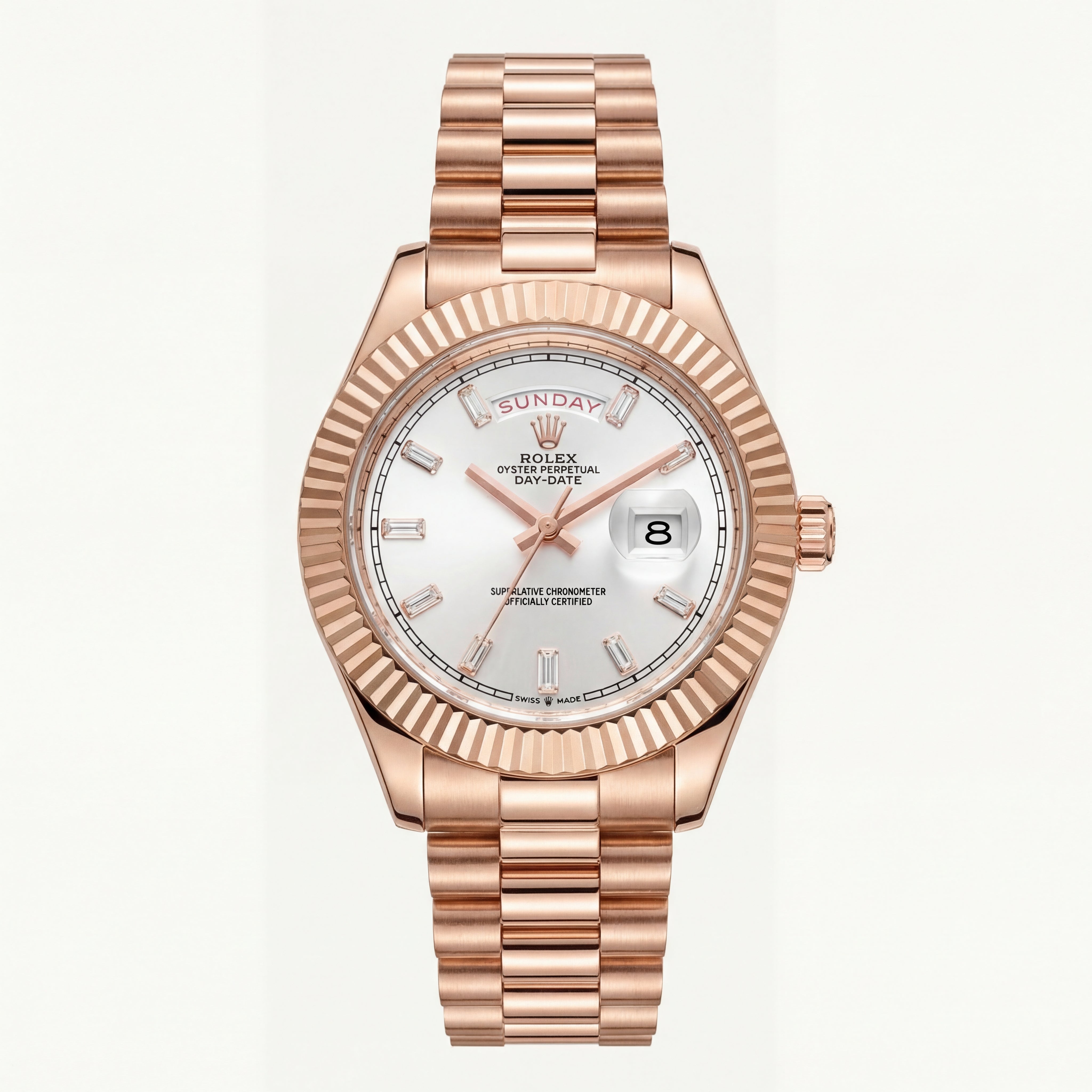 Rose Gold Day-Date President-Style Luxury Men’s Watch with Fluted Bezel