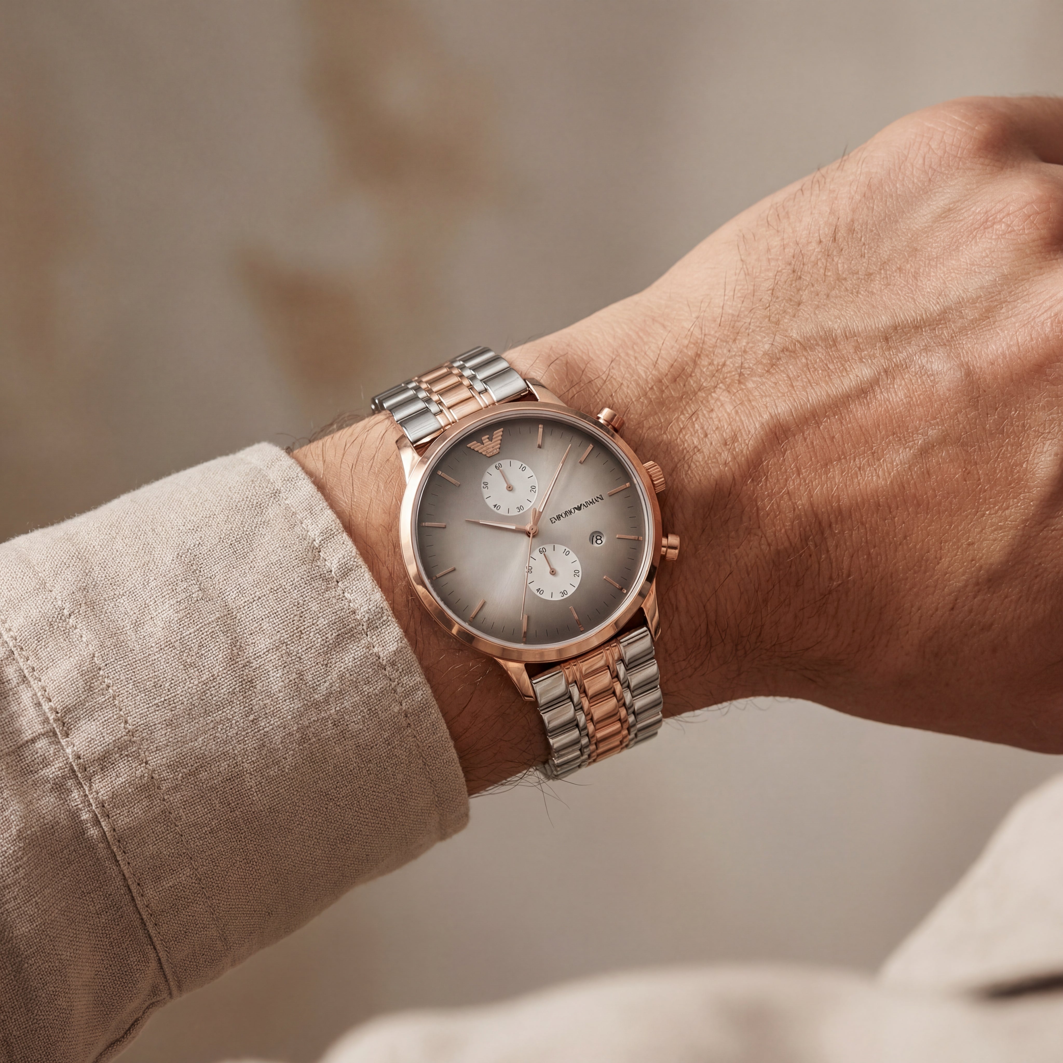 Two-Tone Rose Gold Chronograph Luxury Men’s Watch with Champagne Dial