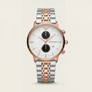 Rose Gold & Silver Dual-Tone Chronograph Men’s Watch with White Dial