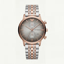 Rose Gold & Silver Chronograph Men’s Watch with Slate Grey Sunburst Dial