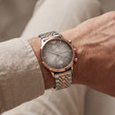Rose Gold & Silver Chronograph Men’s Watch with Slate Grey Sunburst Dial