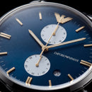 Silver Stainless Steel Chronograph Luxury Men’s Watch with Deep Blue Dial