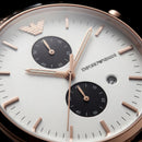 Rose Gold & Silver Dual-Tone Chronograph Men’s Watch with White Dial