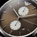 Silver Stainless Steel Chronograph Men’s Watch with Mocha Brown Dial