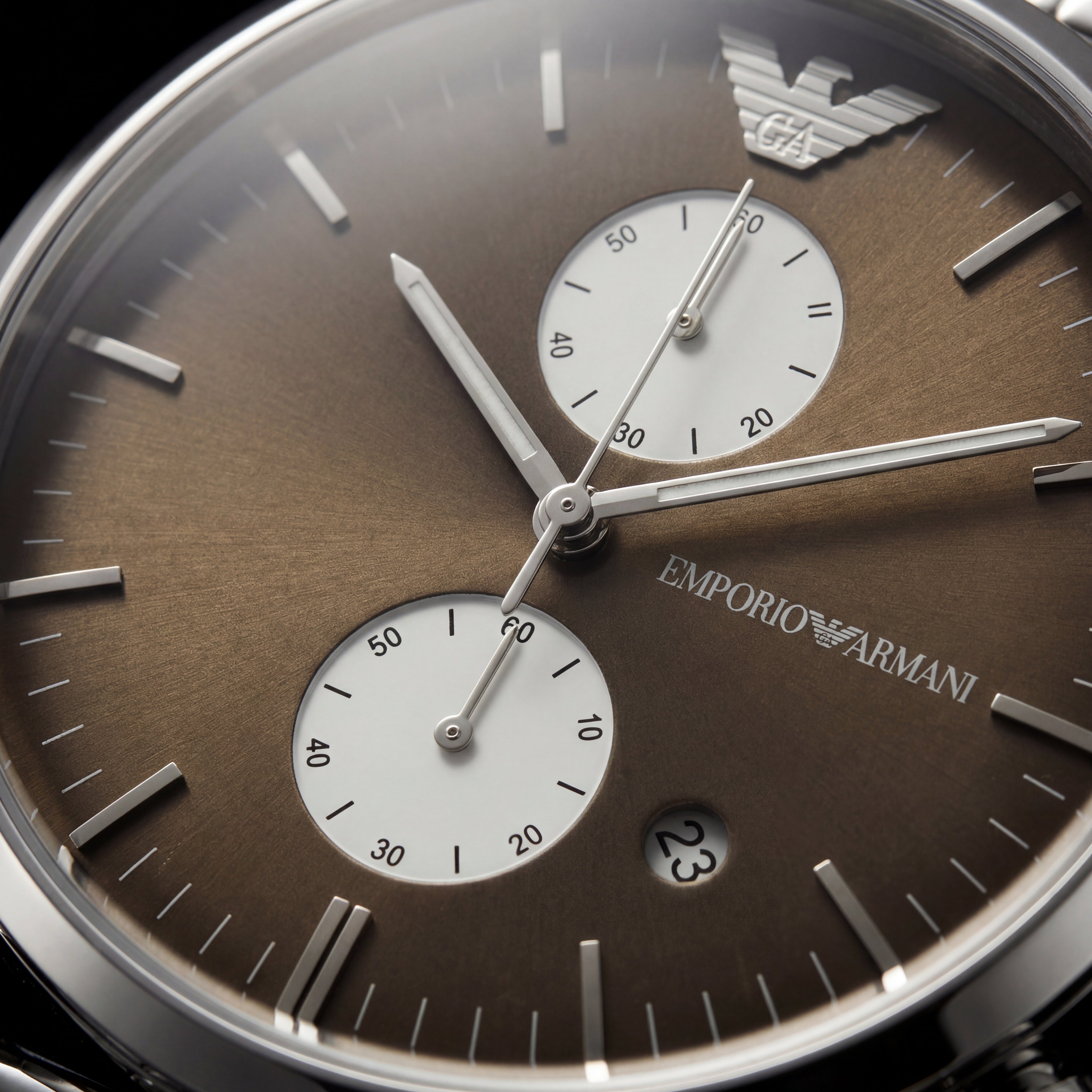 Silver Stainless Steel Chronograph Men’s Watch with Mocha Brown Dial
