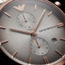 Rose Gold & Silver Chronograph Men’s Watch with Slate Grey Sunburst Dial