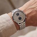 Champagne Grey Chronograph Men’s Watch with Full Silver Stainless Steel Bracelet