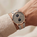 Rose Gold & Silver Chronograph Men’s Watch with Olive Grey Dial