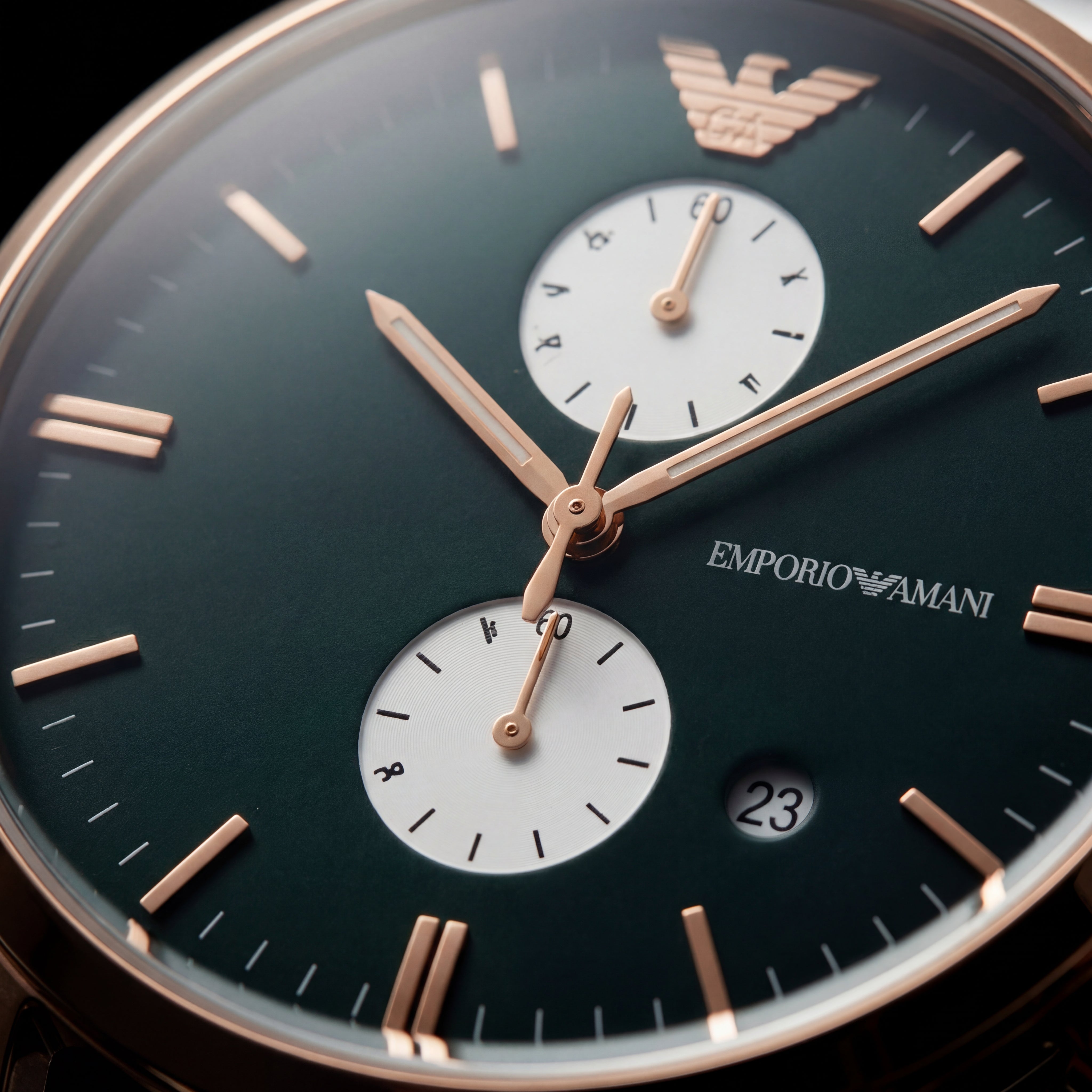 Emerald Green Chronograph Men’s Watch with Rose Gold & Silver Dual-Tone Bracelet