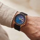 Rose Gold Automatic Dive Men’s Watch with Blue Multicolor Dial & Black Sport Strap