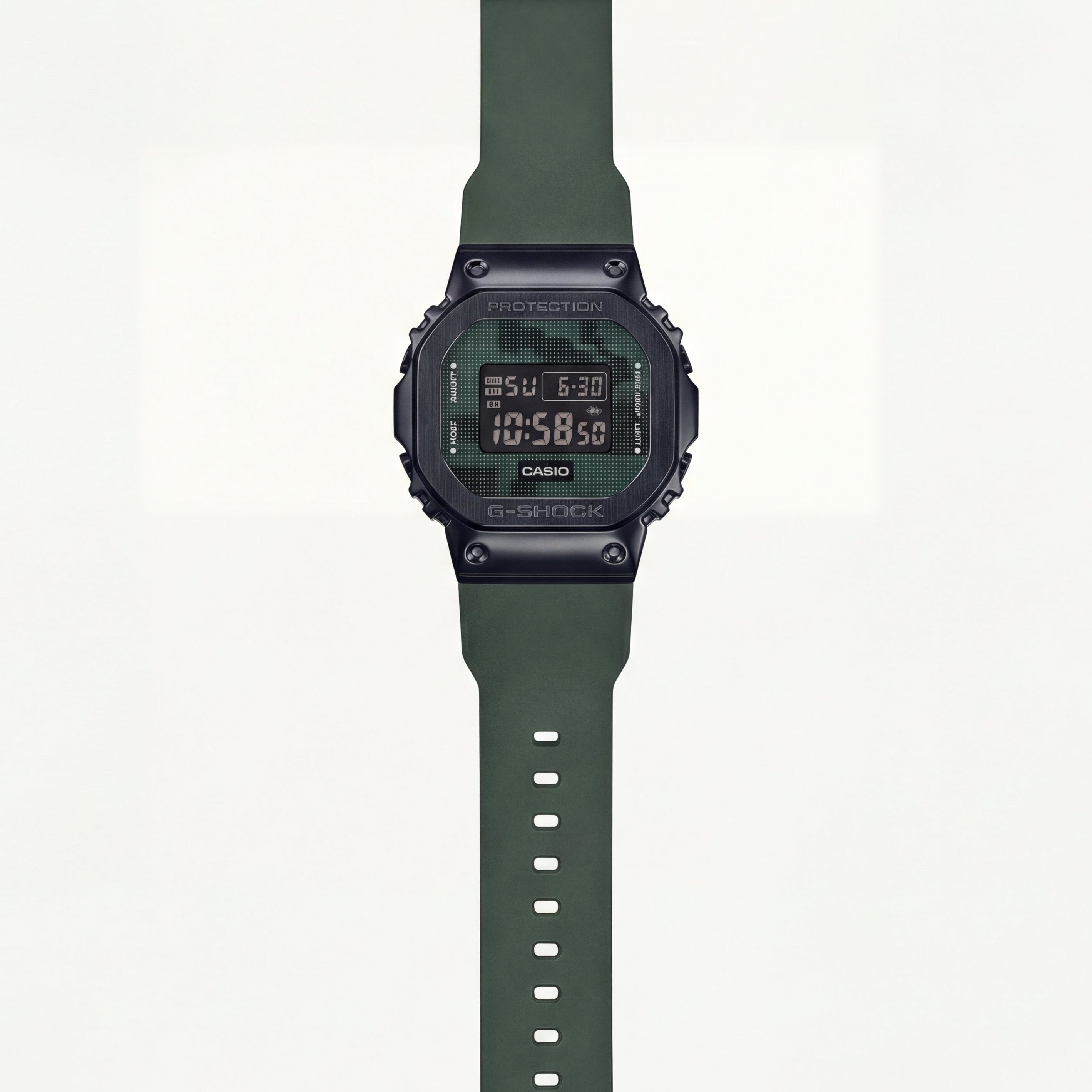 Olive Green Digital Shock-Resistant Men’s Watch with Tactical Resin Strap