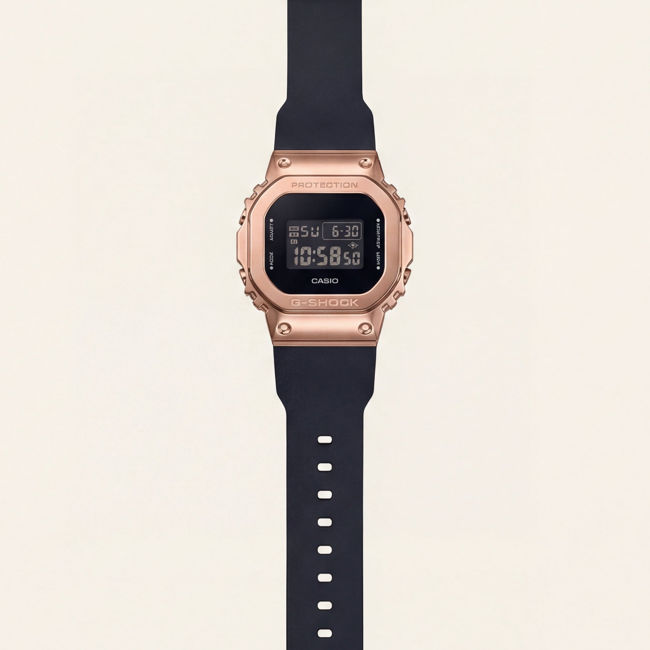 Rose Gold Digital Shock-Resistant Men’s Watch with Black Resin Strap