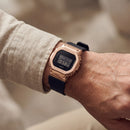Rose Gold Digital Shock-Resistant Men’s Watch with Black Resin Strap