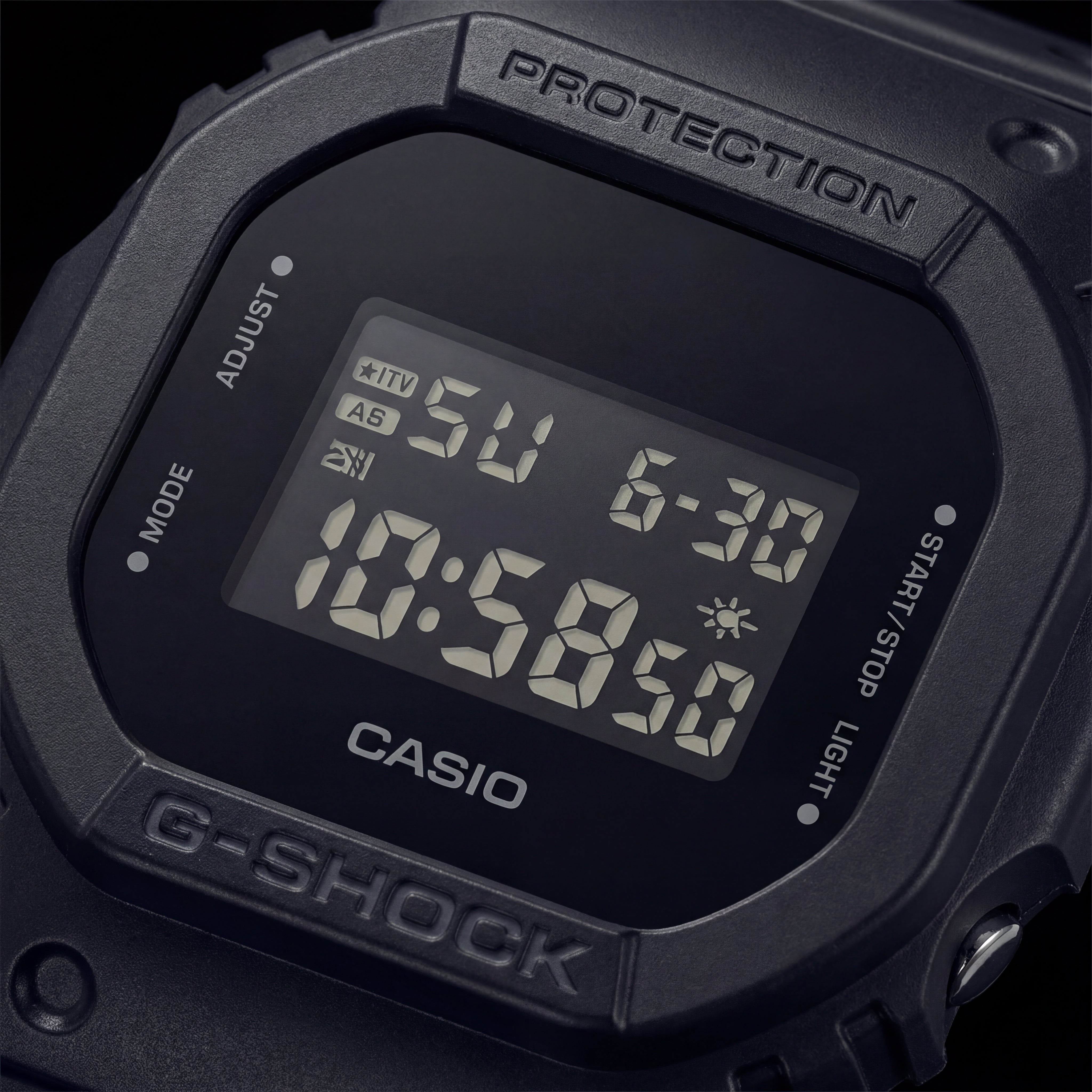 All-Black Digital Shock-Resistant Men’s Watch with Tactical Resin Strap