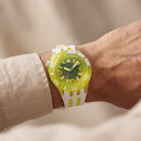 Neon Green Transparent Dive-Style Men’s Watch with White Sport Strap