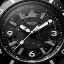 All-Black Skeleton Dive-Style Men’s Watch with Silicone Strap