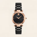 Rose Gold Case Black Textured Dial Luxury Medusa Bracelet Watch – Women