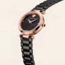 Rose Gold Case Black Textured Dial Luxury Medusa Bracelet Watch – Women
