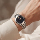 Silver Stainless Steel Case Black Dial Medusa Luxury Bracelet Watch – Women
