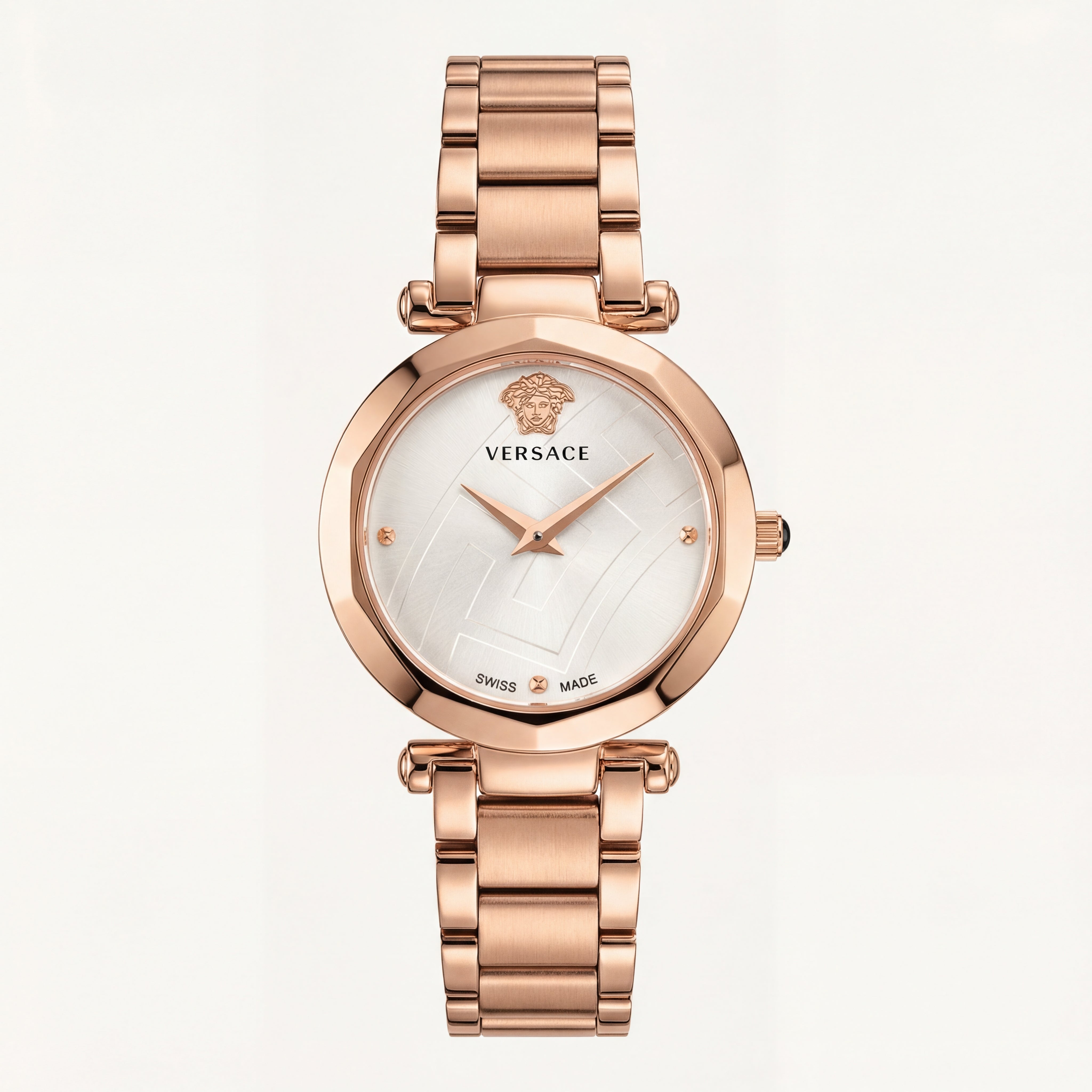 Rose Gold Stainless Steel Case Ivory White Dial Luxury Medusa Bracelet Watch – Women