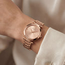 Rose Gold Stainless Steel Case Champagne Dial Luxury Medusa Bracelet Watch – Women