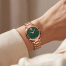 Rose Gold Stainless Steel Case Emerald Green Dial Luxury Medusa Bracelet Watch – Women