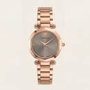 Rose Gold Stainless Steel Case Satin Silver Dial Luxury Medusa Bracelet Watch – Women