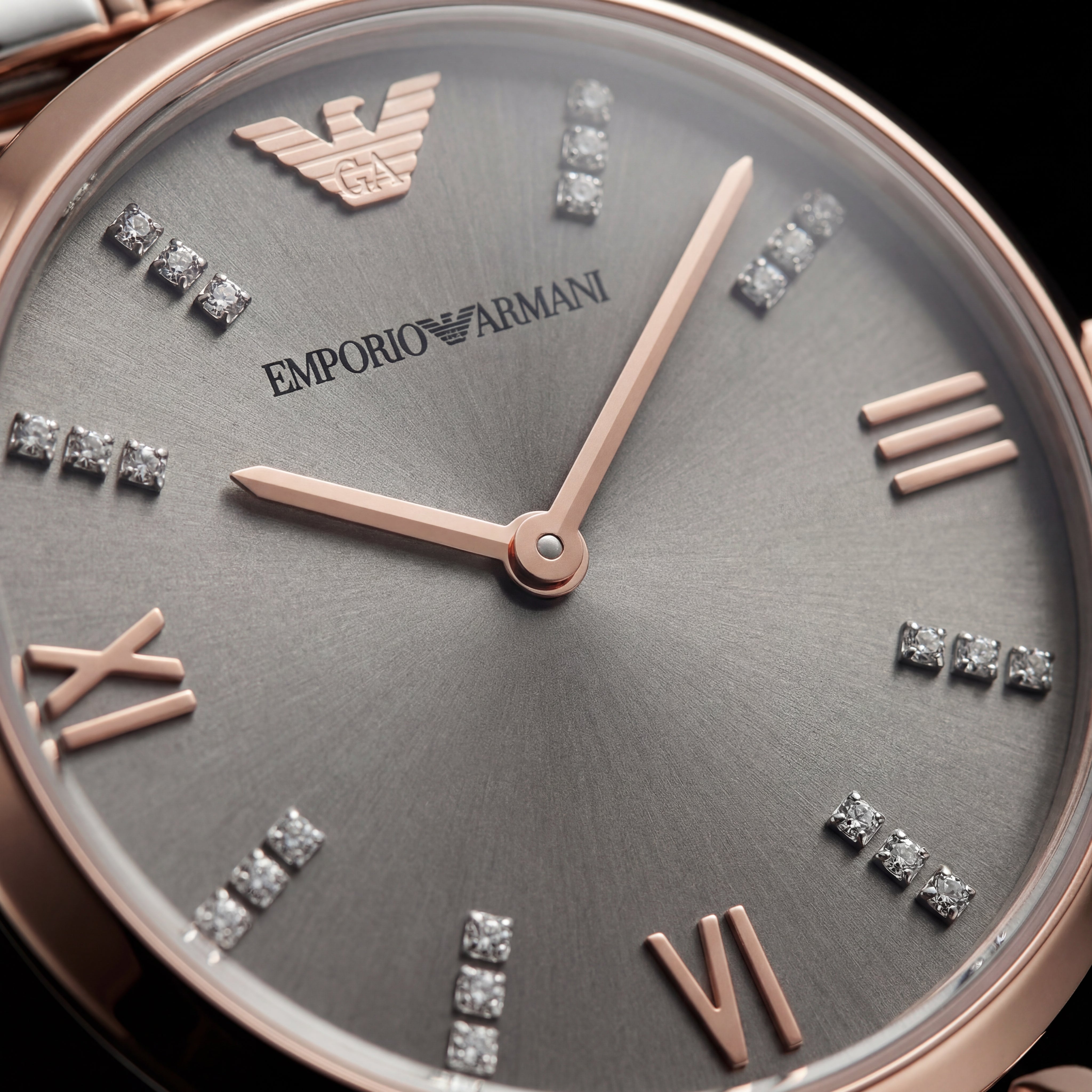 Grey Radiance Crystal Watch – Two-Tone Rose Edition