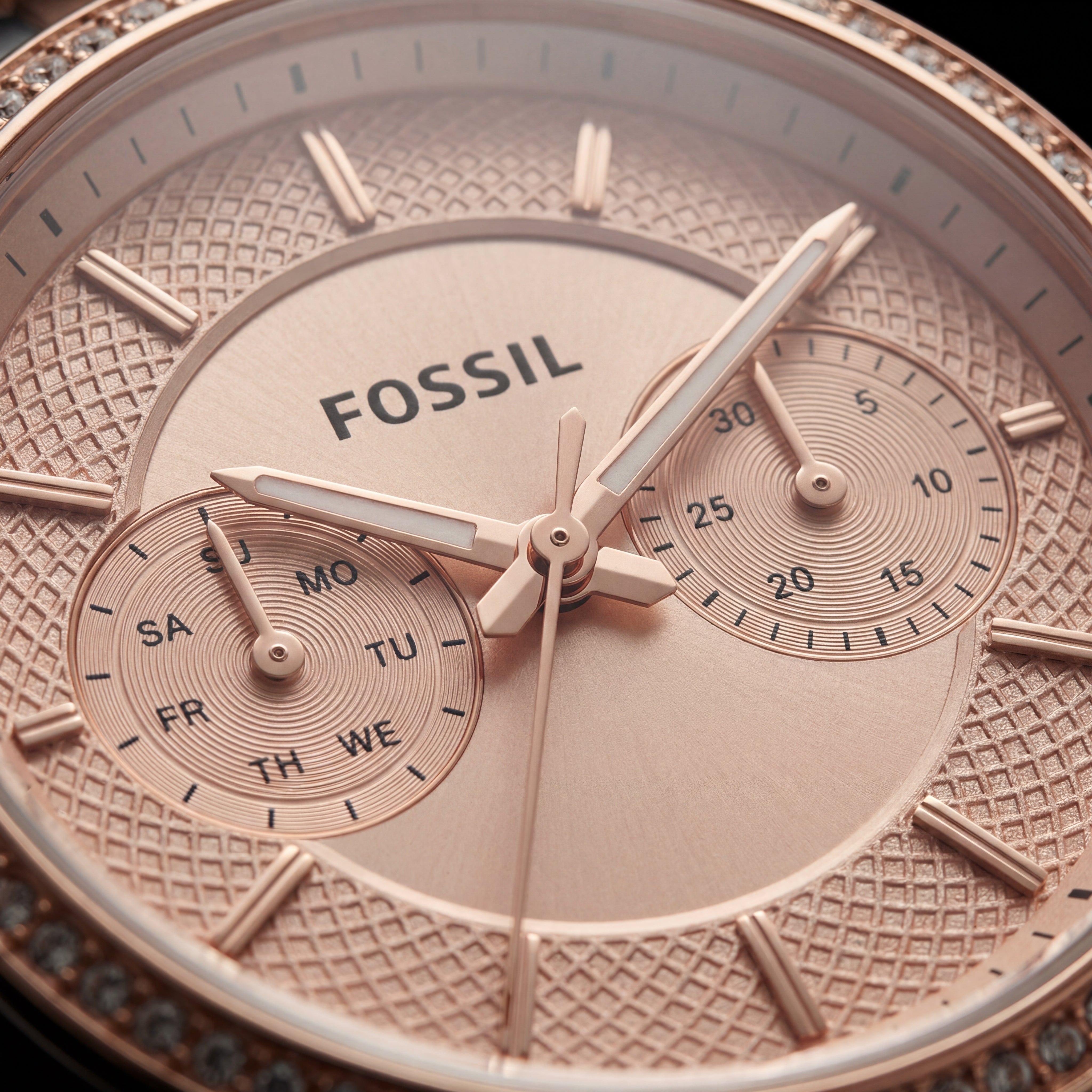 Two-Tone Rose Chronograph Crystal Bezel Watch – Signature Luxe Edition