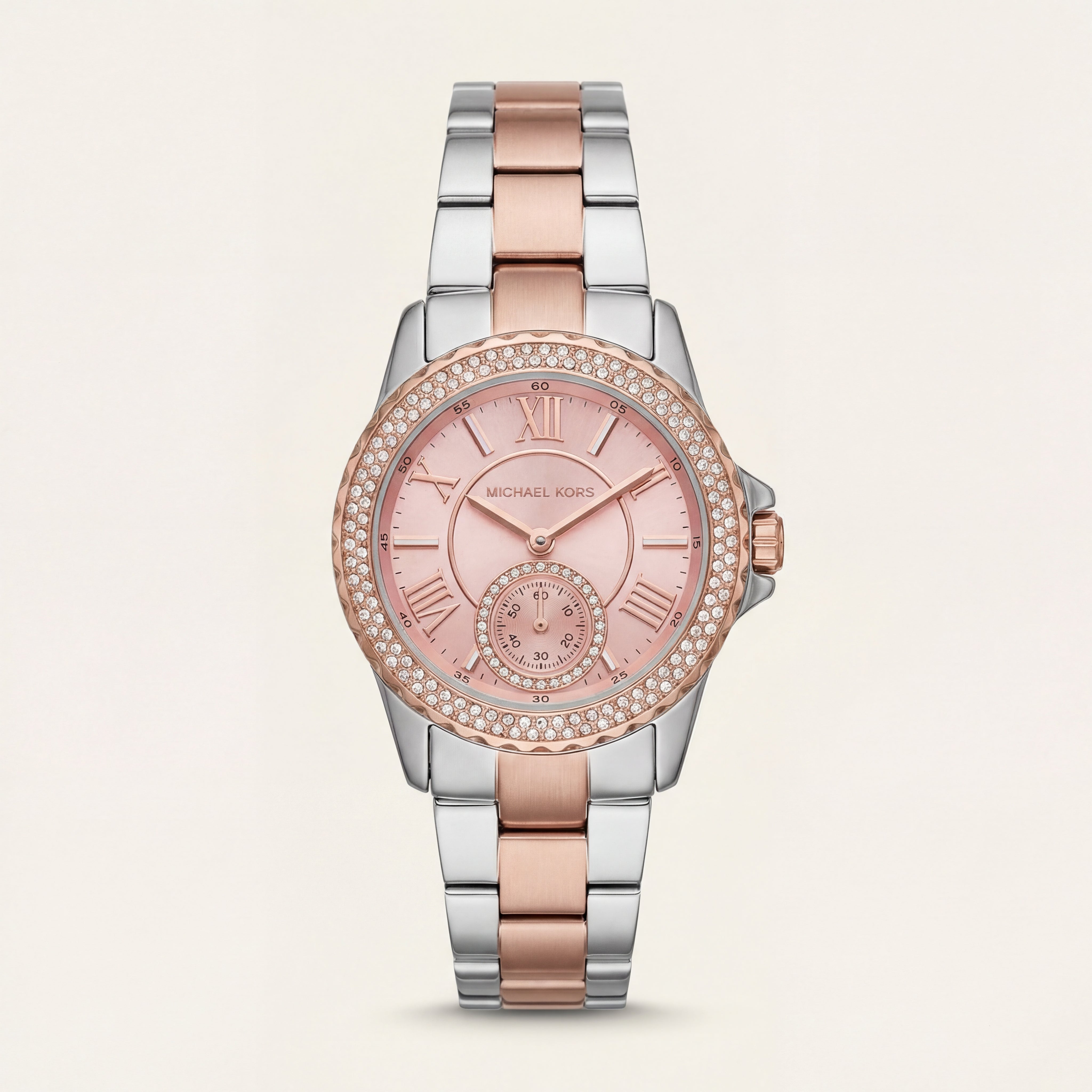 Blush Harmony Crystal Watch – Two-Tone Luxe Edition