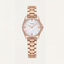 Rose Gold Crystal Bezel Mother of Pearl Floral Dial Elegant Bracelet Watch