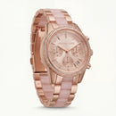 Blush Rose Gold Crystal Bezel Chronograph Pink Bracelet Watch