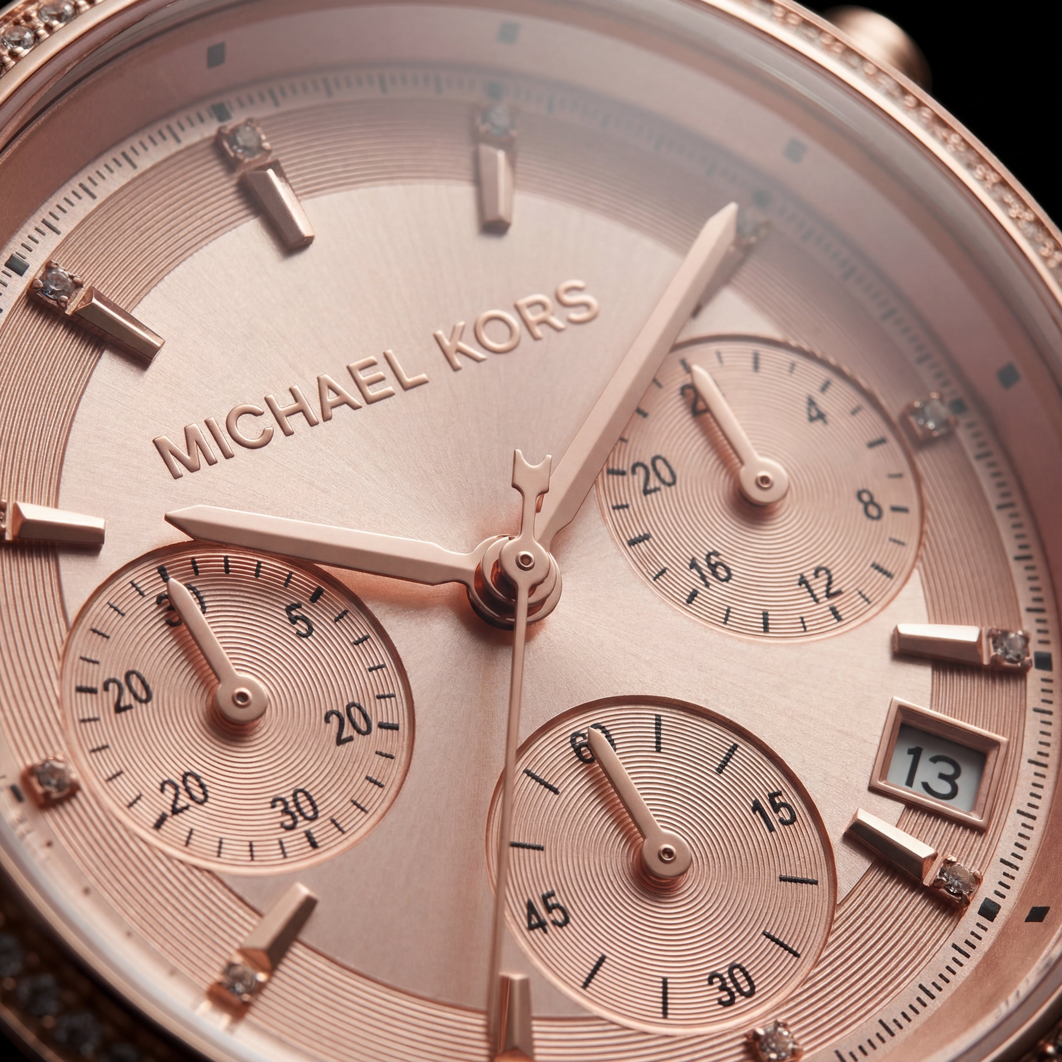 Blush Rose Gold Crystal Bezel Chronograph Pink Bracelet Watch