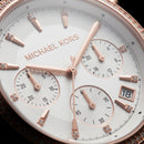 Rose Gold Crystal Bezel Chronograph White Bracelet Watch