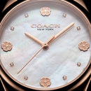 Rose Gold Crystal Bezel Mother of Pearl Floral Dial Elegant Bracelet Watch