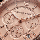 Rose Gold Crystal Bezel Chronograph Multi-Dial Bracelet Watch