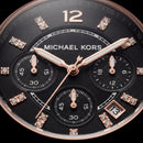Rose Gold Crystal Bezel Black Dial Chronograph Bracelet Watch
