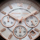 Rose Gold Crystal Bezel Mother-of-Pearl Chronograph Bracelet Watch