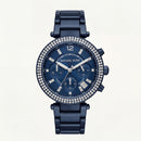 Midnight Navy Crystal Bezel Chronograph Watch – Statement Luxury Edition